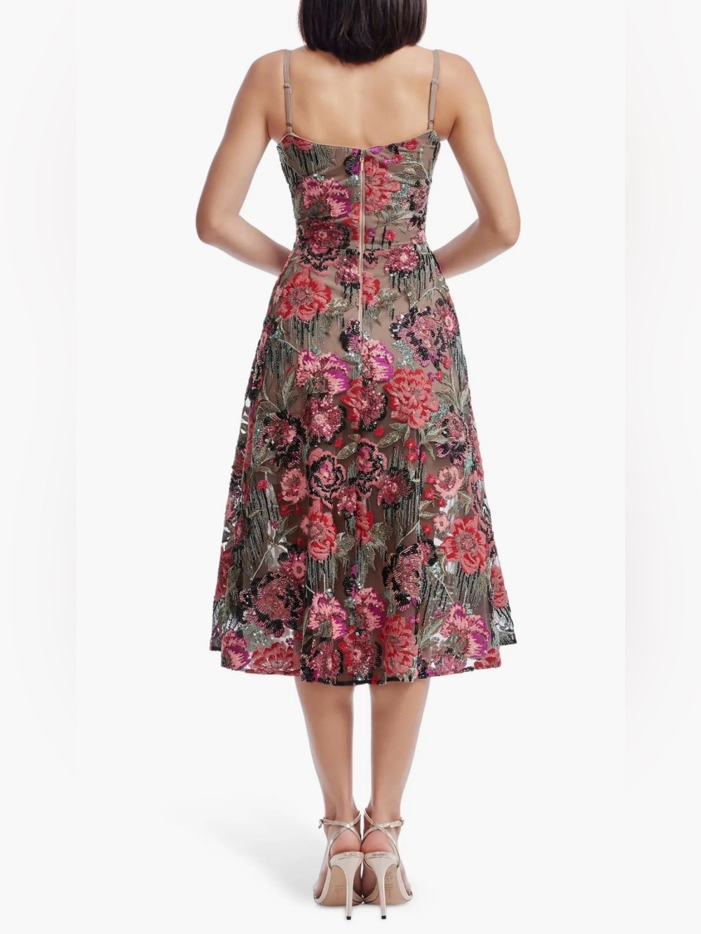 Dress the Population Uma Sequined Floral Cocktail Dress NWT Sz M Ret $348 - Picture 3 of 13